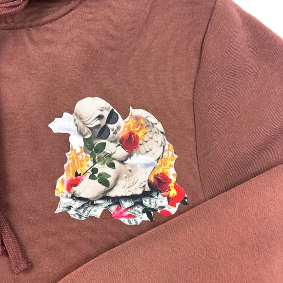 Rebel Minds Brown “Blessed w/ the Bag” Graphic Fleece Lined Hoodie (M) - Picture 5 of 16